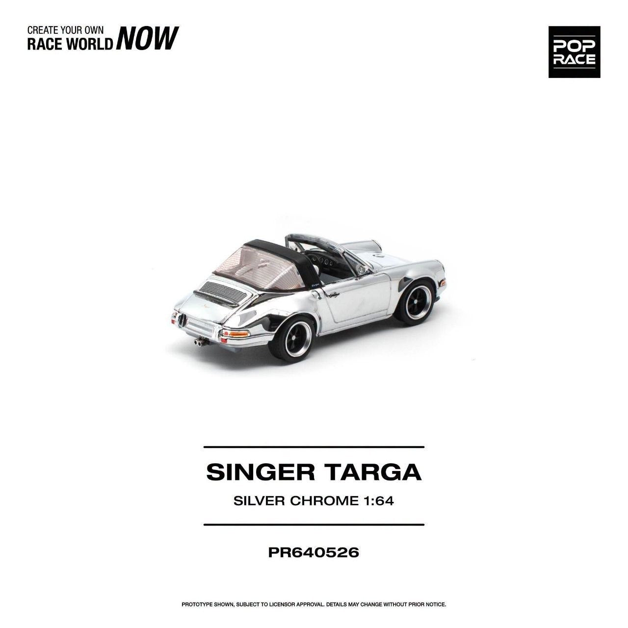 (Coming Soon) POPRACE 1:64 Singer-Targa - Silver Chrome