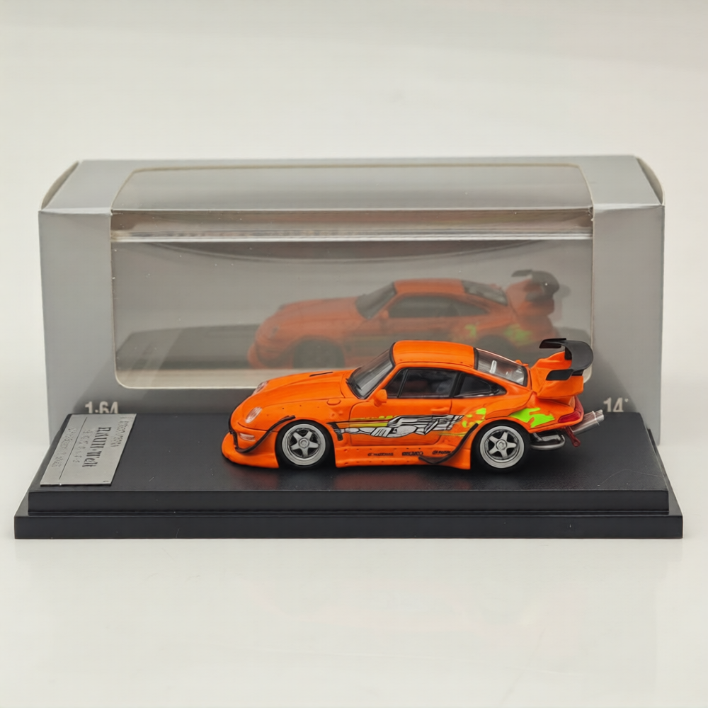 (Coming Soon) STREETWARRIOR 1:64 993 Low tail Orange "Fast and Furious" Diecast Metal Car