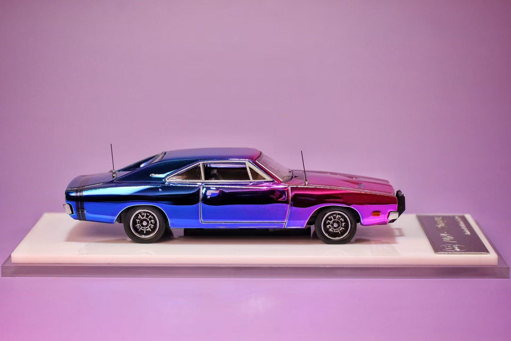 (Coming Soon) LSMODEL 1/64 1969 Dodge Charger - Chrome Iridescent (Blue/Purple)