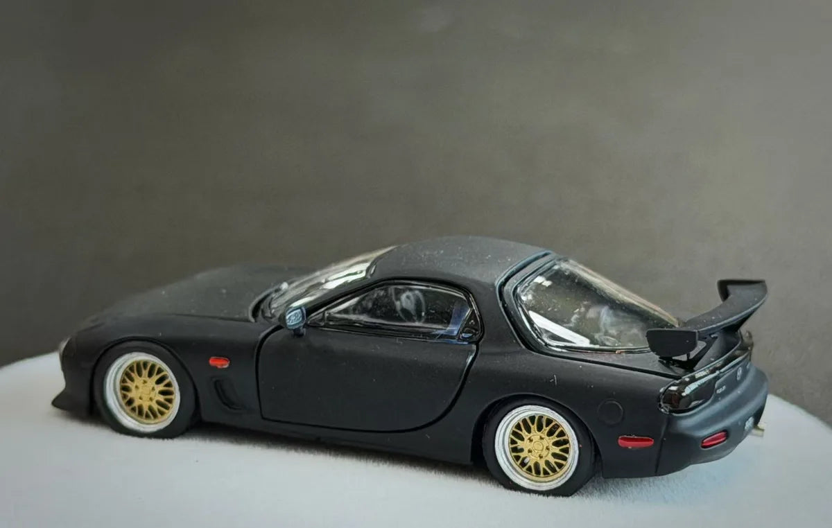 (Coming Soon) PGM 1:64 Mazda RX-7 Diecast model Matte Black Luxury Version