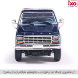 (Coming Soon) IXOAMERICA 1:64 1981 Ford F-150 Custom Explorer Short Bed Styleside 4x2 - Tu-Tone Midnight Blue Metallic and Medium Blue Glow
