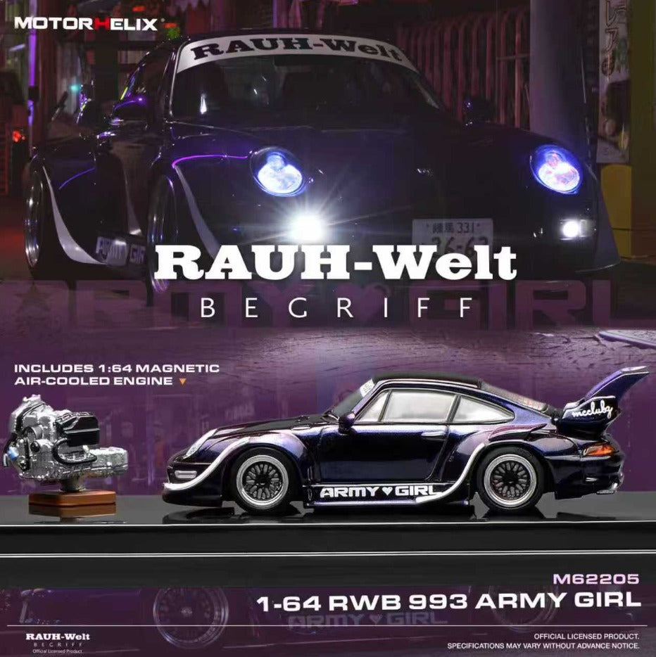 (Coming Soon) MOTORHELIX 1:64 Porsche RWB 993 Army Girl
