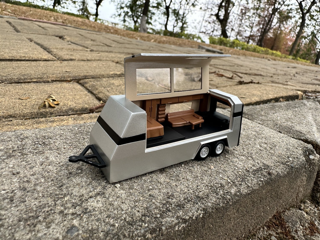 (Coming Soon) DM Model Tesla Cybertruck + Camper + Cyberquad (Metal Silver) Diecast Car Model Set
