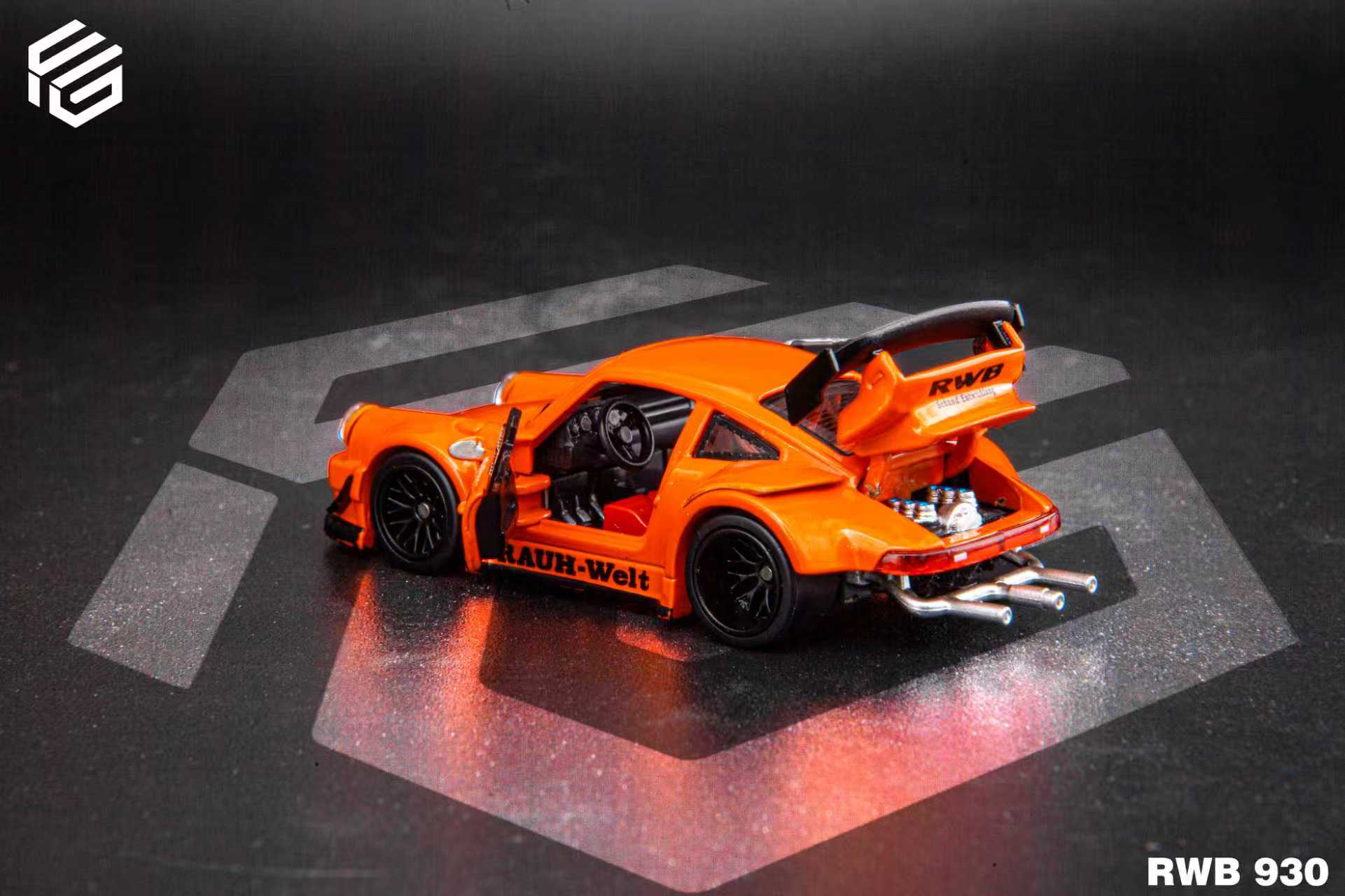(Coming Soon) FG x TPC 1:64 Custom Edition RWB930 Full Open Diecast - Orange