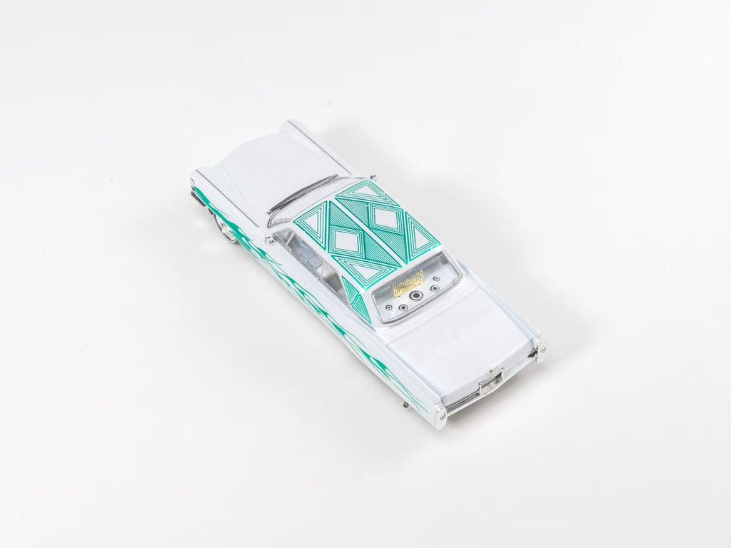 (Coming Soon) 97M 1:64 1964 Cadillac Coupe Deville Low Rider Pearl White with Flame Pattern
