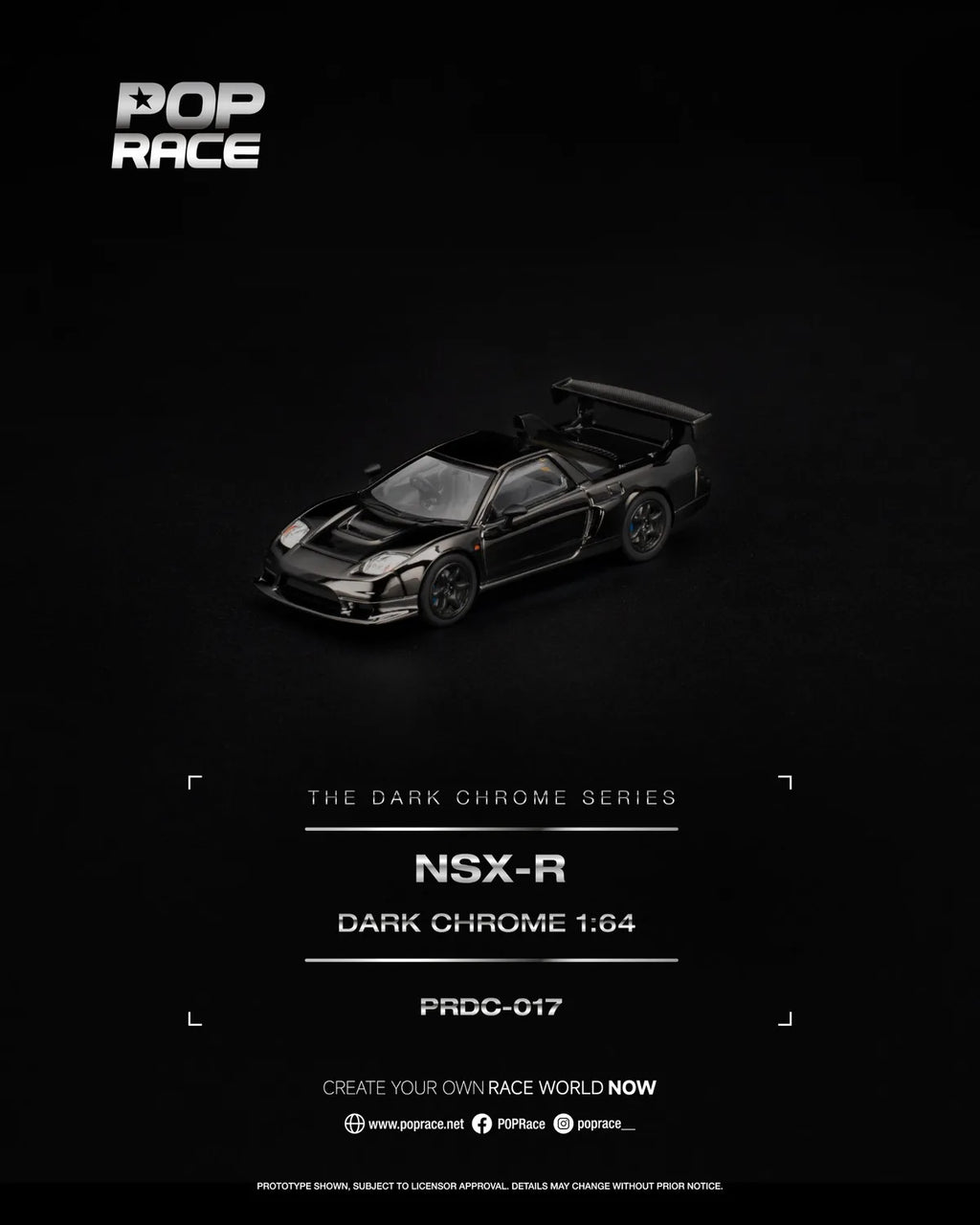 (Coming Soon) POP RACE 1:64 NSX-R DARK CHROME - PRDC-017