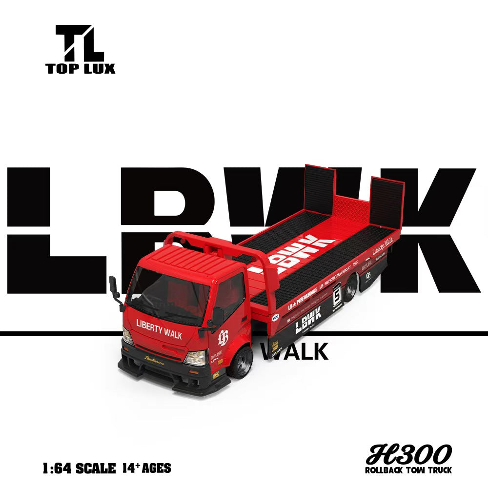 (Pre-Order) TOPLUX 1:64 H300 Black Red Silhouette LBWK Flatbed Transport Trailer Diecast **DEADLINE June 25th, 2026**