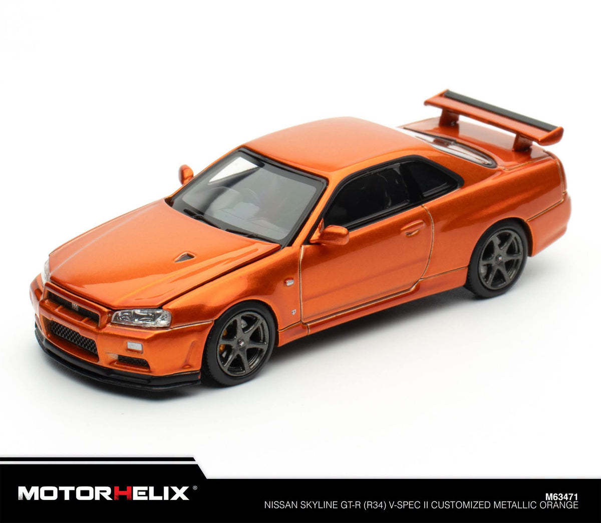 MOTORHELIX 1:64 Nissan Skyline GT-R(R34) V-Spec ll Customized Metallic Orange