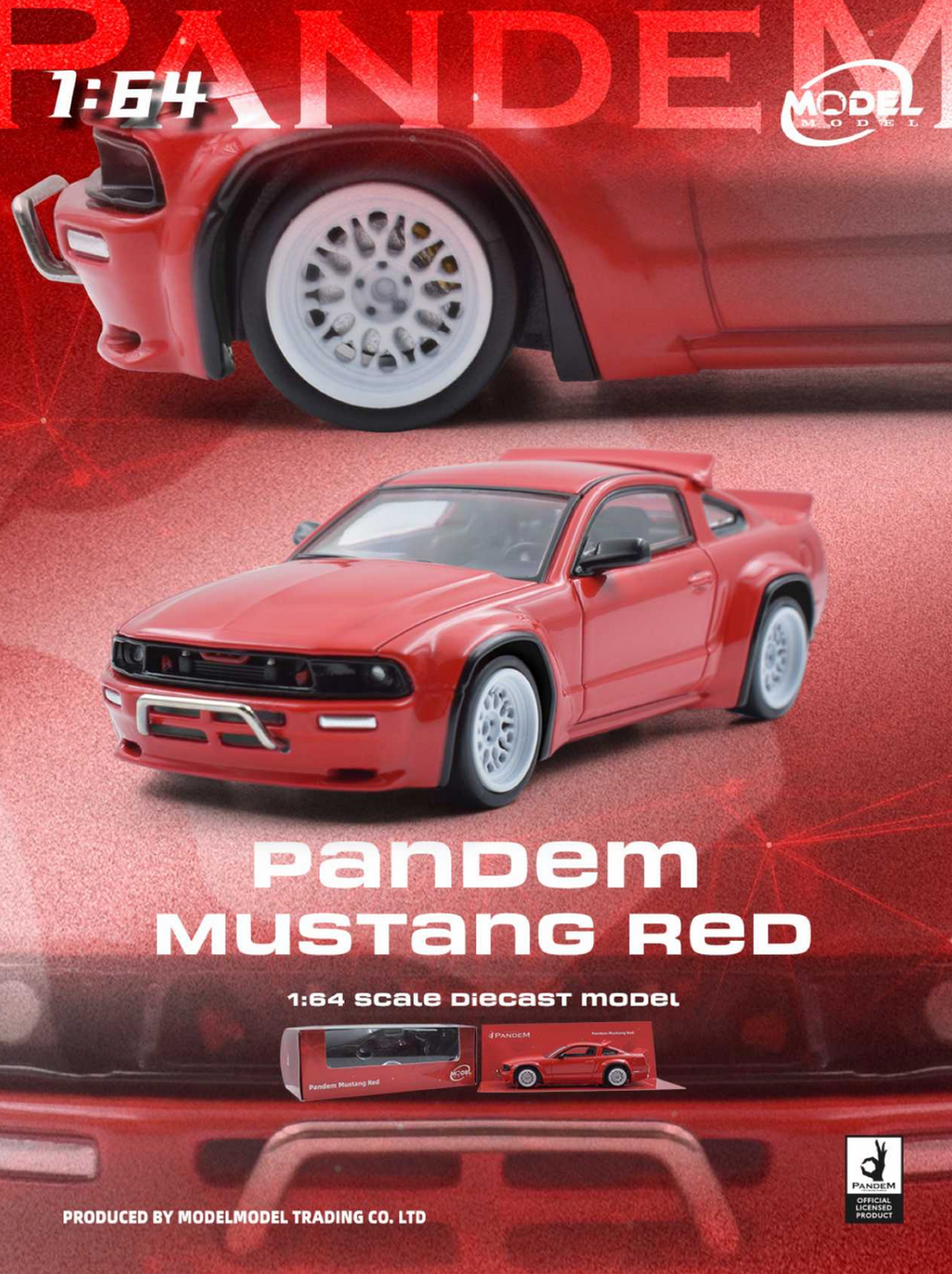 MODELMODEL 1/64 Pandem Mustang Red