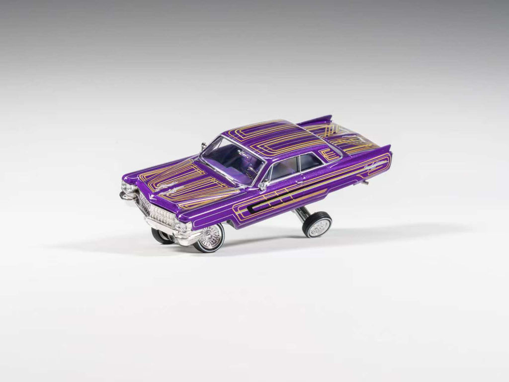 (Coming Soon) 97M 1:64 1964 Cadillac Coupe Deville Low Rider Metallic Purple with Stripes