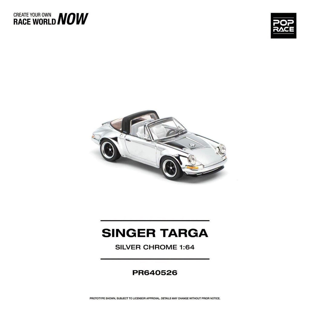 (Coming Soon) POPRACE 1:64 Singer-Targa - Silver Chrome