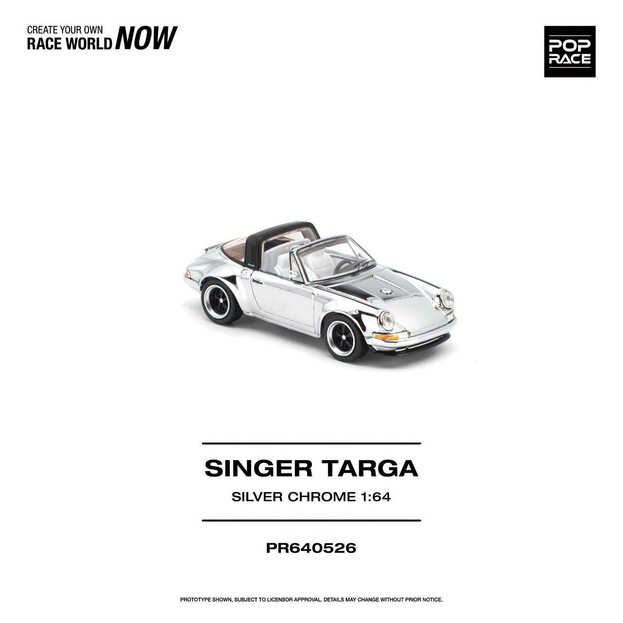 (Coming Soon) POPRACE 1:64 Singer-Targa - Silver Chrome