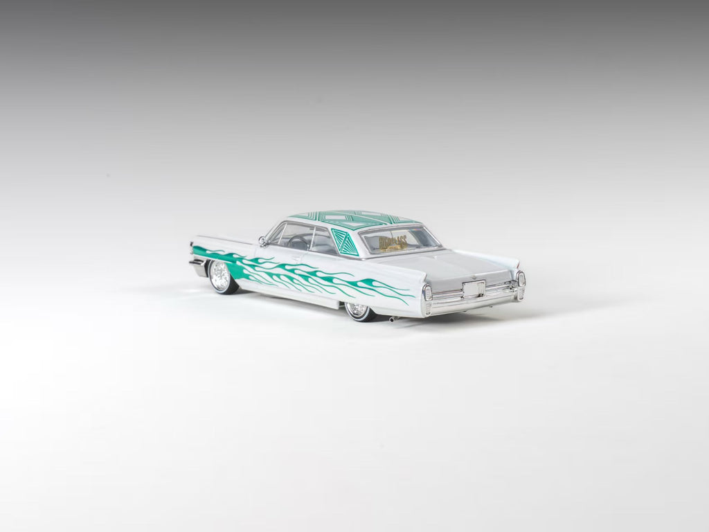 (Coming Soon) 97M 1:64 1964 Cadillac Coupe Deville Low Rider Pearl White with Flame Pattern