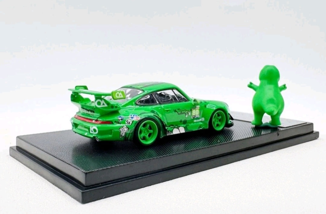 (Coming Soon) MYMODELCOLLECT 1:64 Green Dinosaur RWB 993 + Figure Model