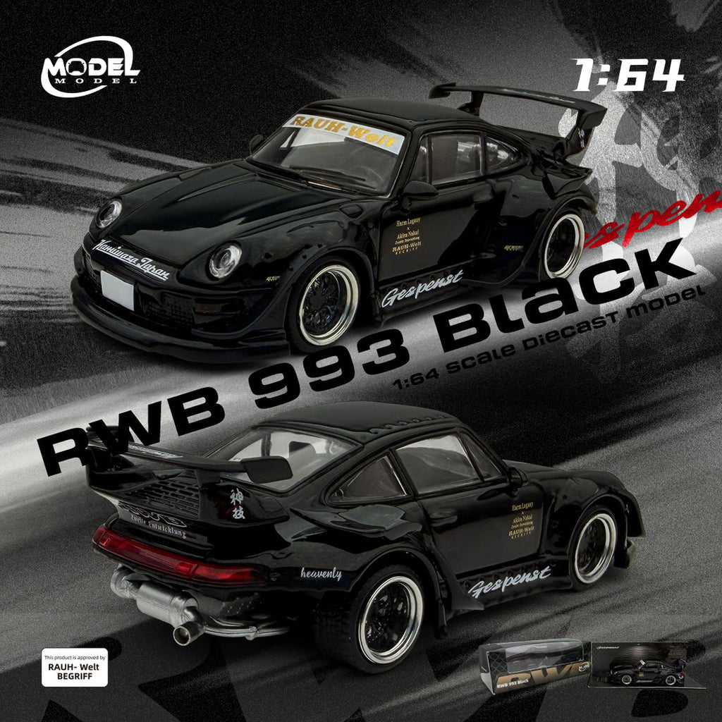 (Coming Soon) MODELMODEL 1:64 Porsche RWB993- Black