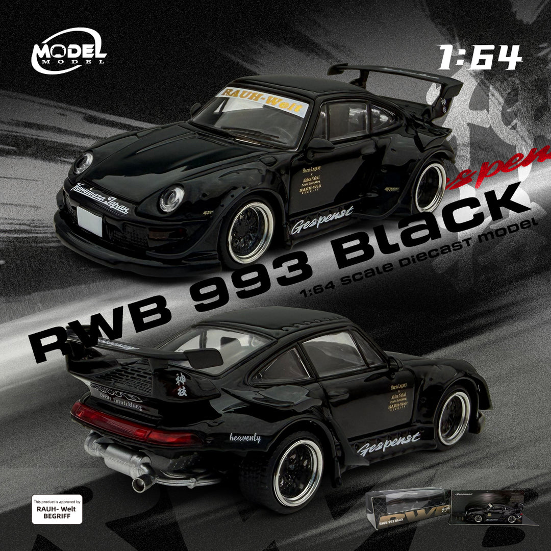 (Coming Soon) MODELMODEL 1:64 Porsche RWB993- Black