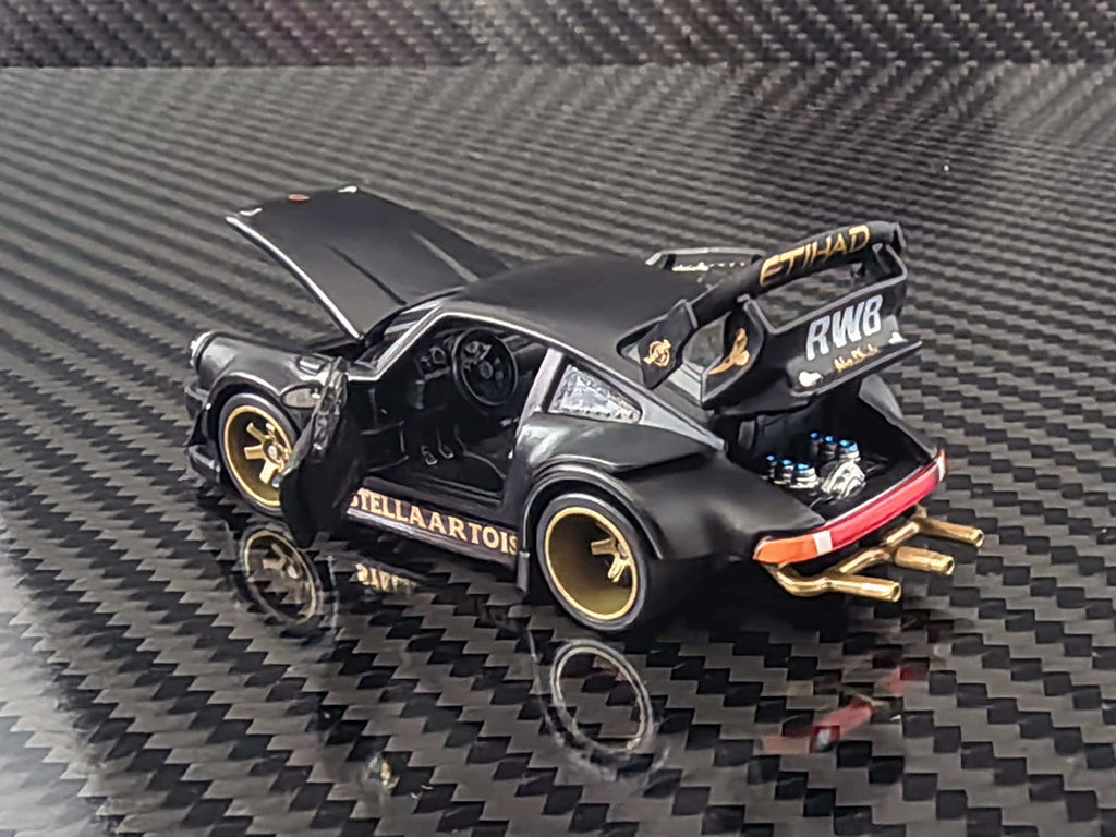 (Coming Soon) HG Model 1:64 Porsche RWB930 STELLA ARTOIS-Matte Black Livery