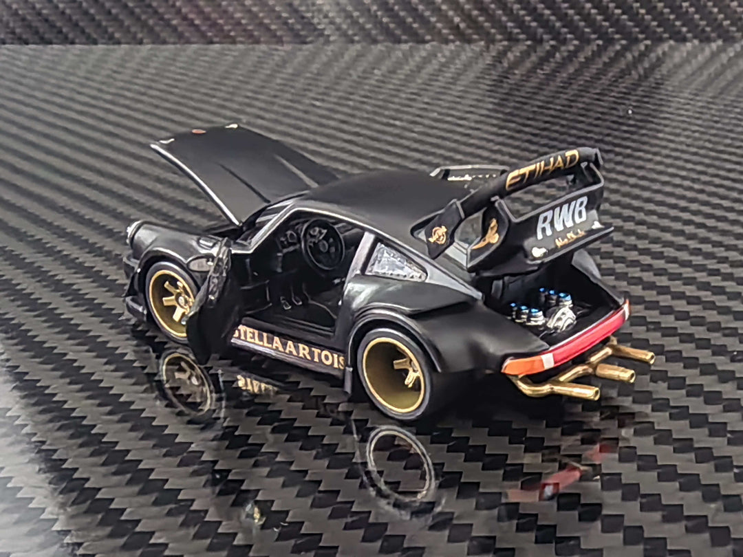 (Coming Soon) HG Model 1:64 Porsche RWB930 STELLA ARTOIS-Matte Black Livery