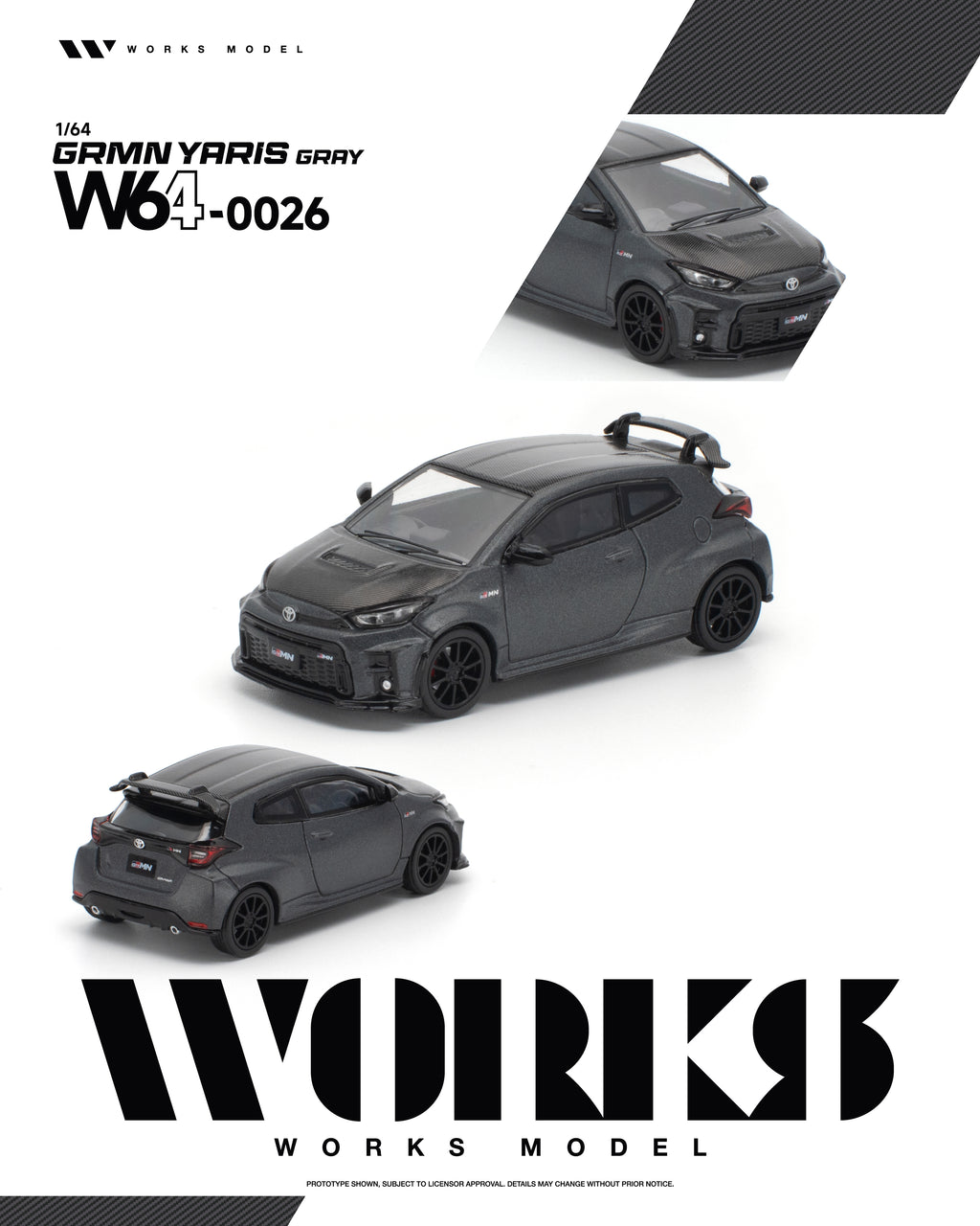 (Coming Soon) WORKS 1/64 TOYOTA GRMN YARIS -  GRAY