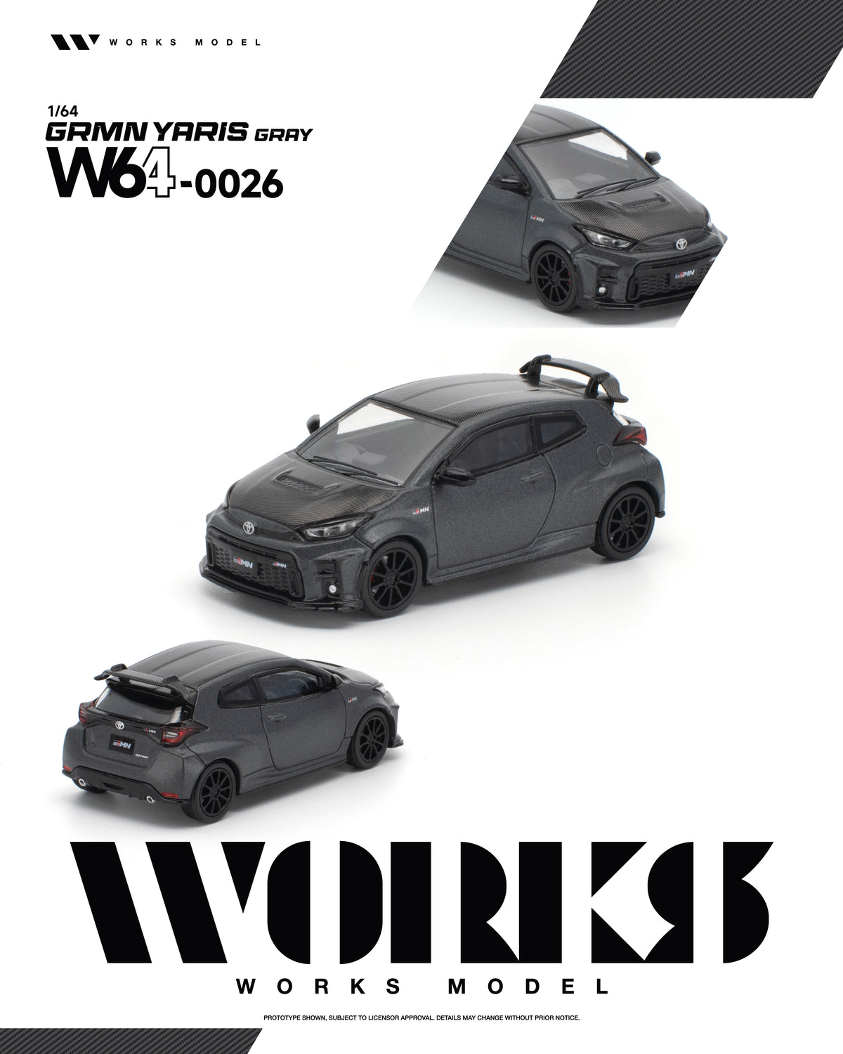 (Coming Soon) WORKS 1/64 TOYOTA GRMN YARIS -  GRAY