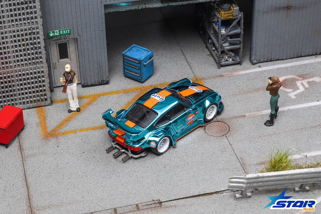 (Pre-Order) STAR MODEL 1:64 Rauh-Welt Widebody Modified RWB930 GT Wing Diecast Model - Gulf Livery