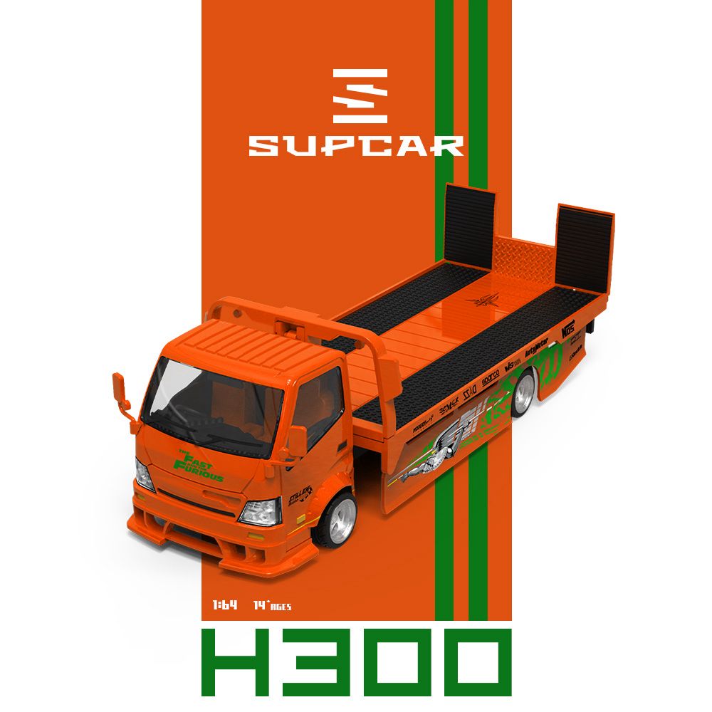 (Pre-Order) SUPCAR 1:64 H300 Flatbed Transport Trailer Fast and Furious Livery **DEADLINE July 1st, 2026**