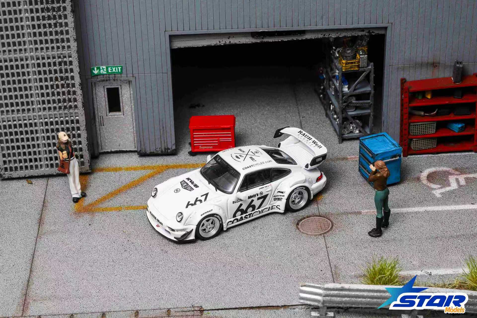 (Pre-Order) STAR MODEL 1:64 Rauh-Welt Widebody Modified RWB964 GT Wing Diecast Model - CoastCycle White 667#