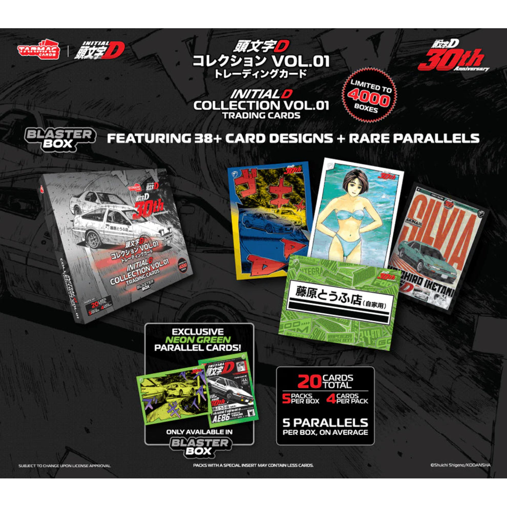(Coming Soon) Tarmac Cards Initial D Collection Vol. 01 Trading Cards Blaster Box – Limited Edition