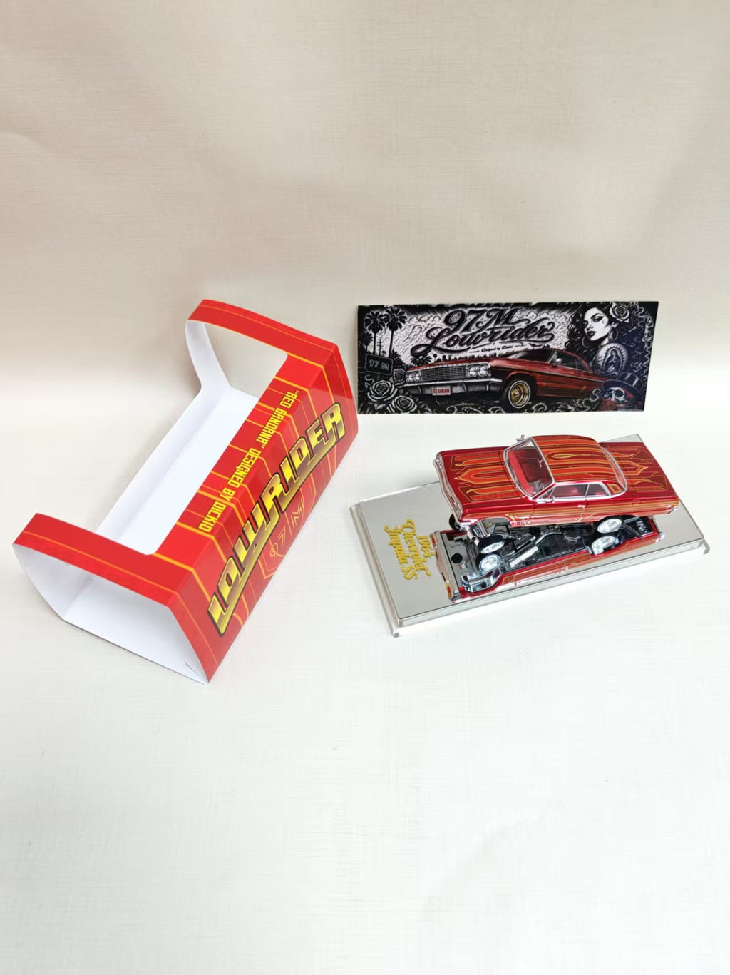 (Coming Soon) 97M 1:64 1964 Chevrolet Impala Low Rider Transparent Red