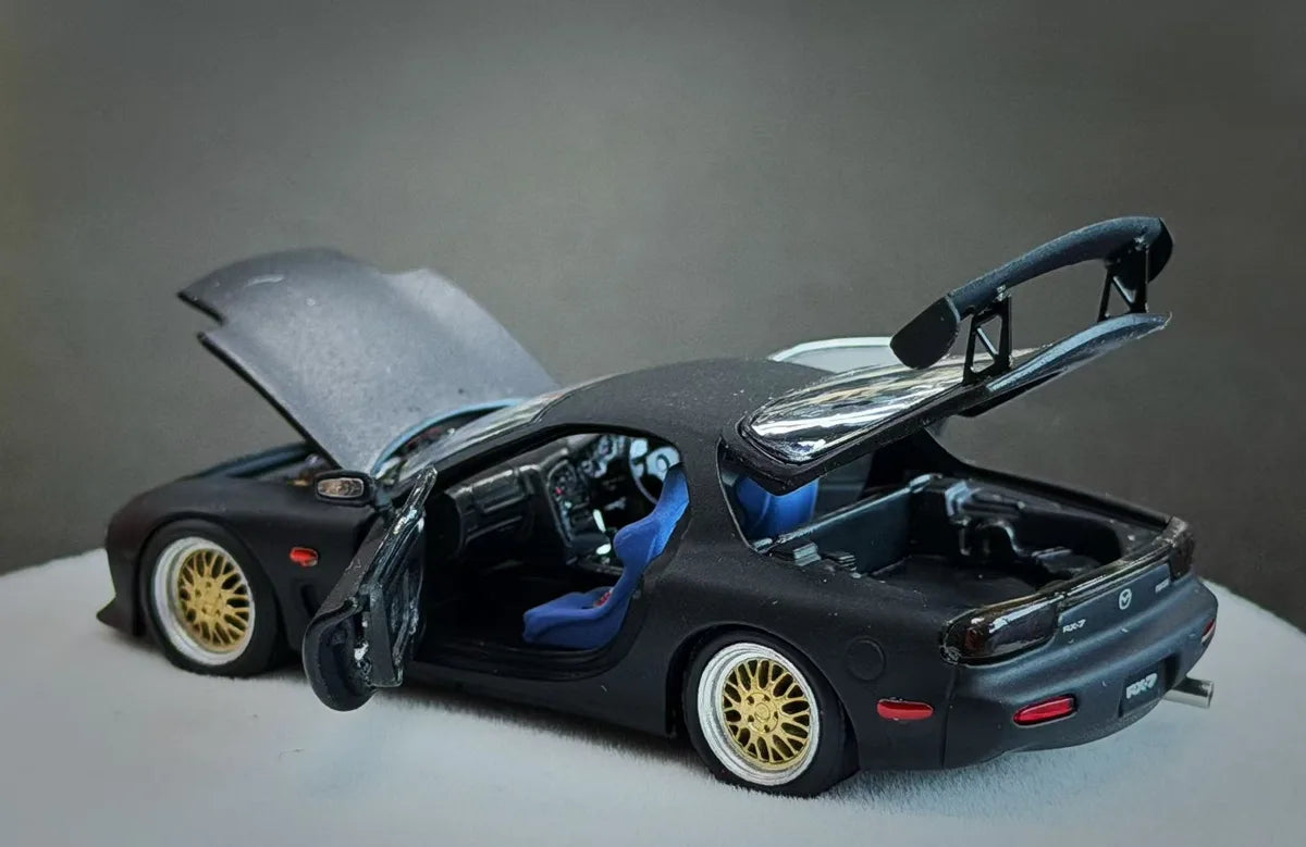 (Coming Soon) PGM 1:64 Mazda RX-7 Diecast model Matte Black Luxury Version