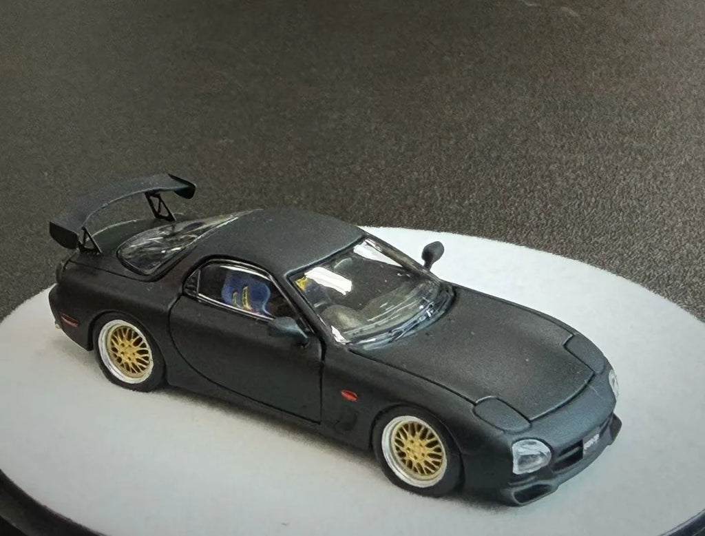 (Coming Soon) PGM 1:64 Mazda RX-7 Diecast model Matte Black Luxury Version