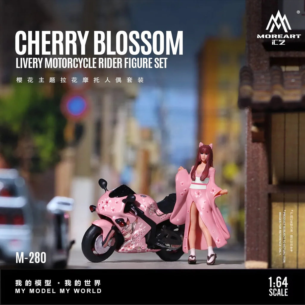 (Coming Soon) MOREART 1:64 Cherry Blossom Theme Painted Motorcycle