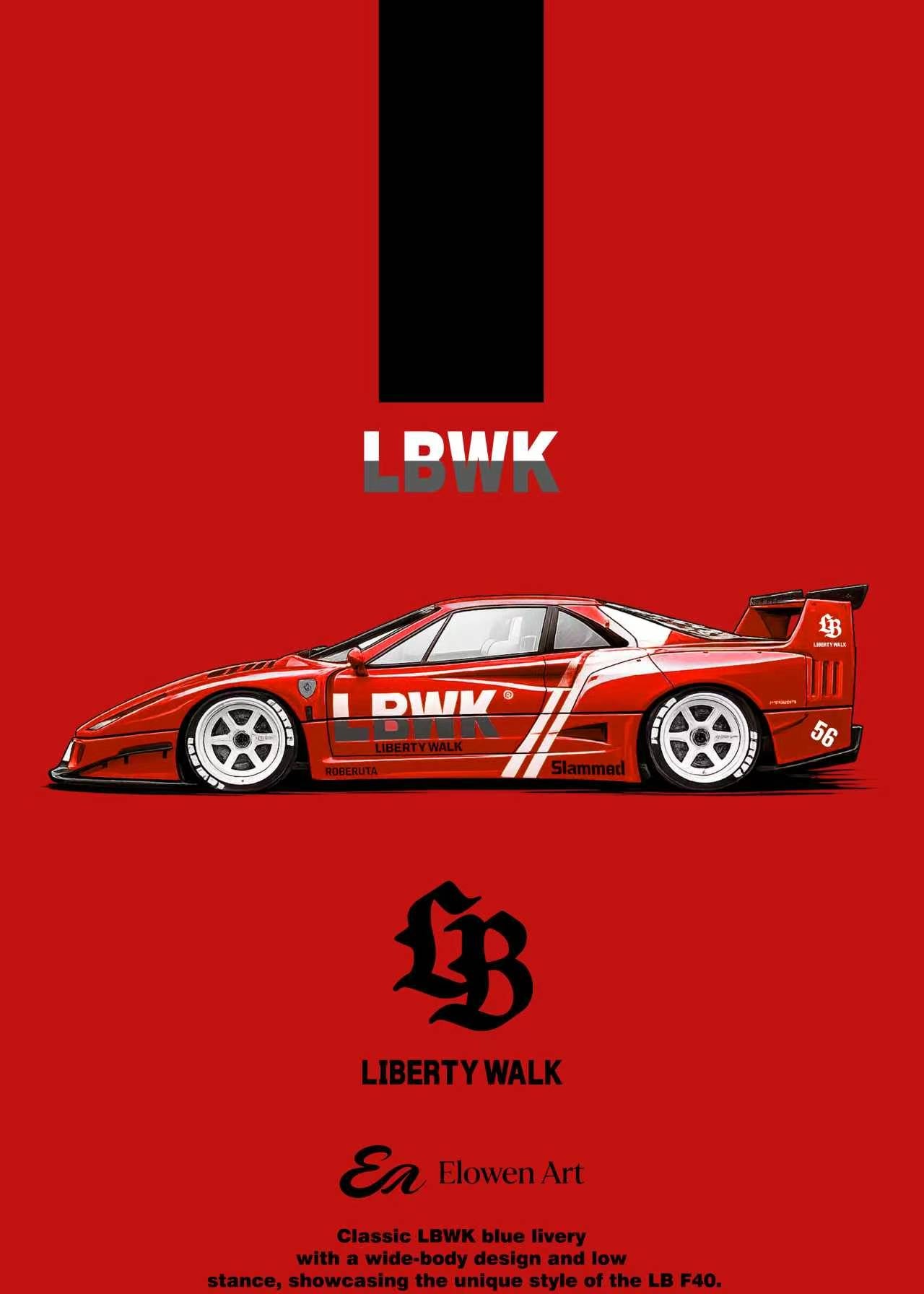 (Coming Soon) ELOWENART × Ferrari 1:64 F40(LBWK) - Red LBWK Slammed