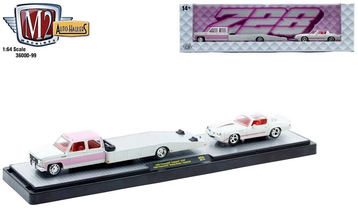 M2 MACHINES 1980 CHEVY RAMP SQUAREBODY LOWERED TRUCK & ‘80 CHEVY CAMARO Z28 R99