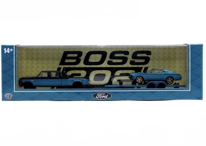 M2 MACHINES 1990 FORD F350 OBS DUALLY & ‘70 FORD MUSTANG BOSS CUSTOM R99 HAULER