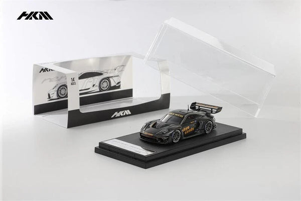 HKM 1:64 911(992) GT3 R Rennsport Large Tail Wing All Carbon Black Skye Model Car