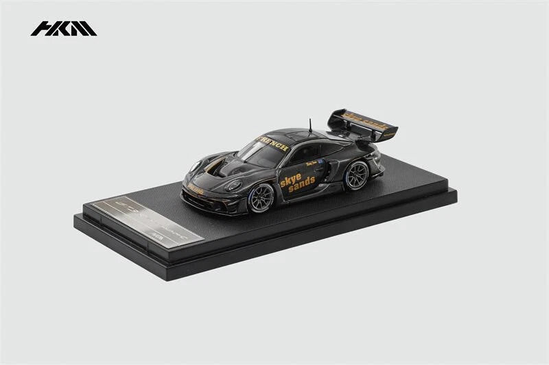 (Pre-Order) HKM 1:64 911(992) GT3 R Rennsport Large Tail Wing All Carbon Black Skye Model Car