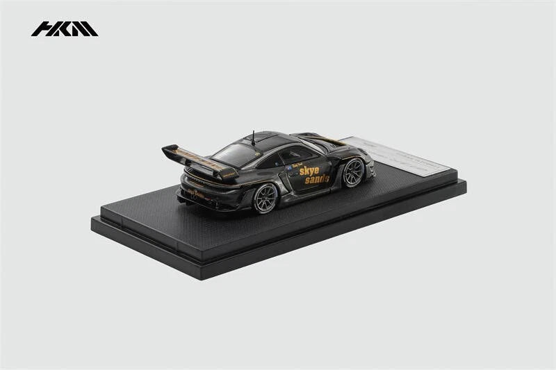 (Pre-Order) HKM 1:64 911(992) GT3 R Rennsport Large Tail Wing All Carbon Black Skye Model Car