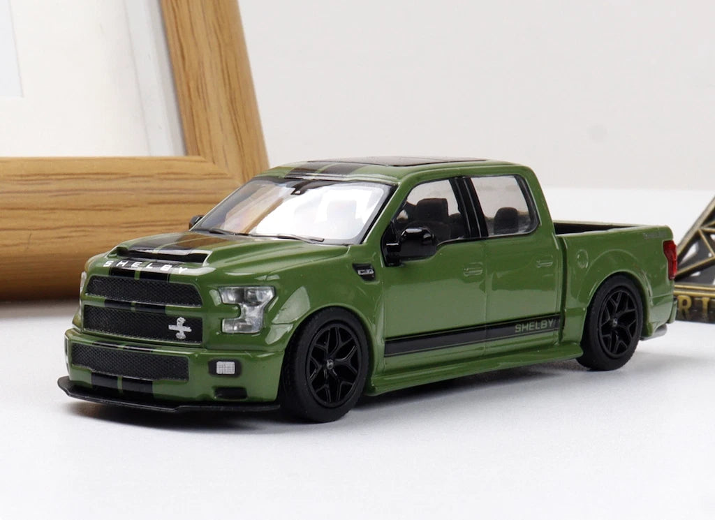 Funny Model 1/64 Ford F150 Super Snake Green/Black Diecast Model Car
