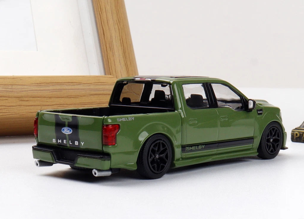 Funny Model 1/64 Ford F150 Super Snake Green/Black Diecast Model Car