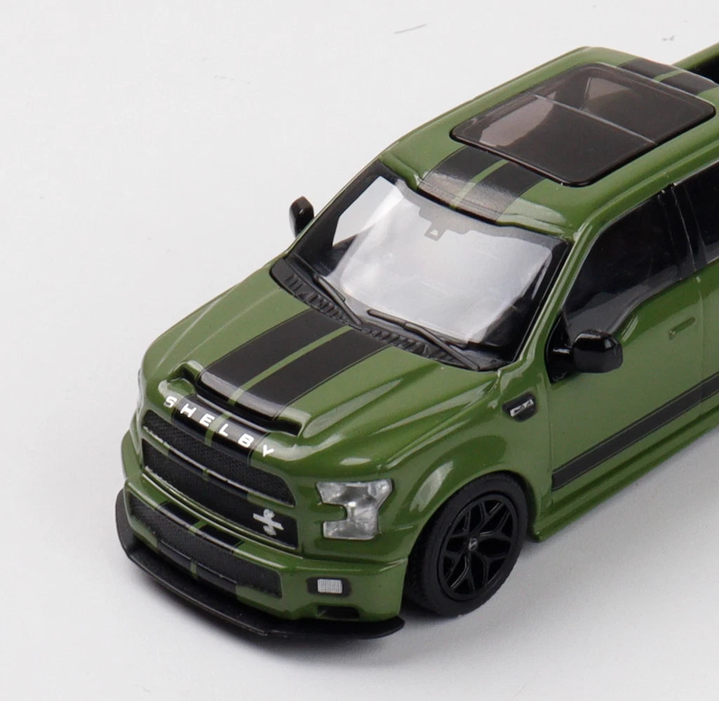 Funny Model 1/64 Ford F150 Super Snake Green/Black Diecast Model Car