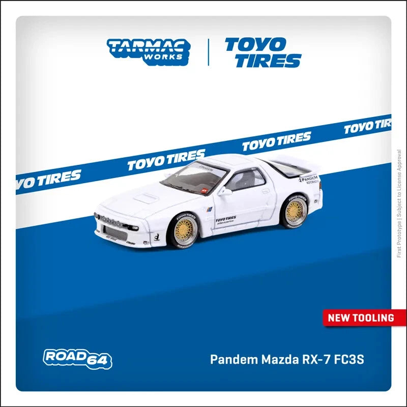 Tarmac Works x TOYOTIRES 1:64 Pandem RX-7 FC3S White