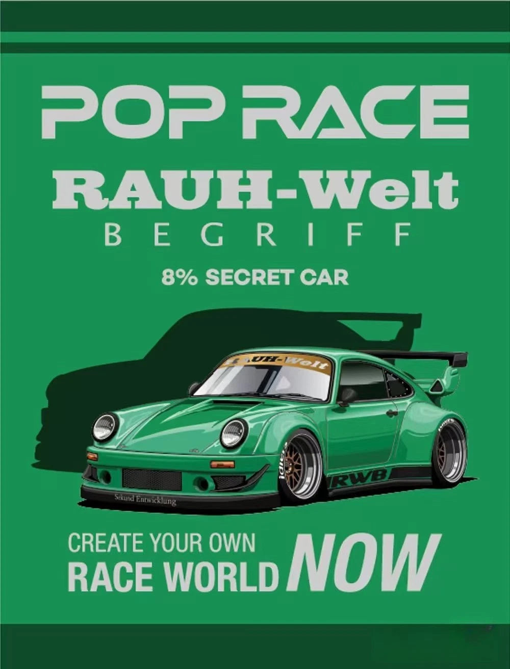 POPRACE HEC Porsche 930 RWB 2026 Green *CHROME CHASE CHANCE*