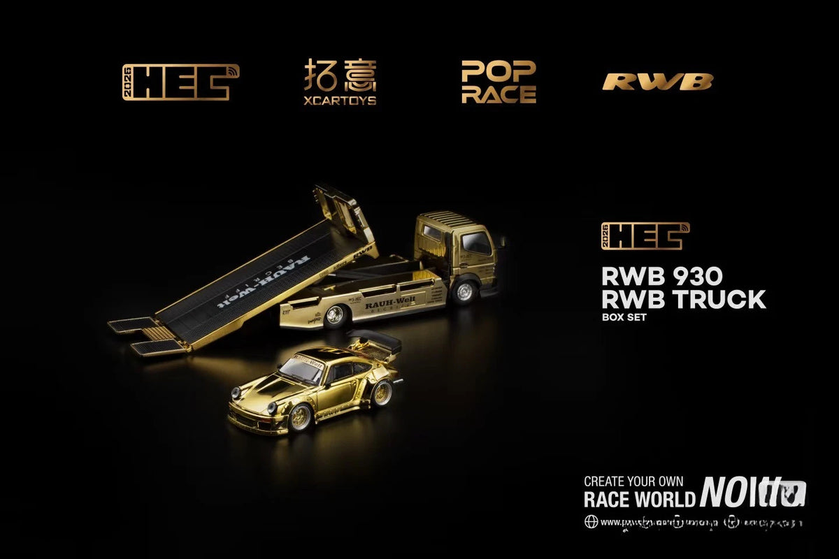 POPRACE XCARTOYS HEC Beijing 1/64 RWB 930 Gold Set Ltd 300 Truck