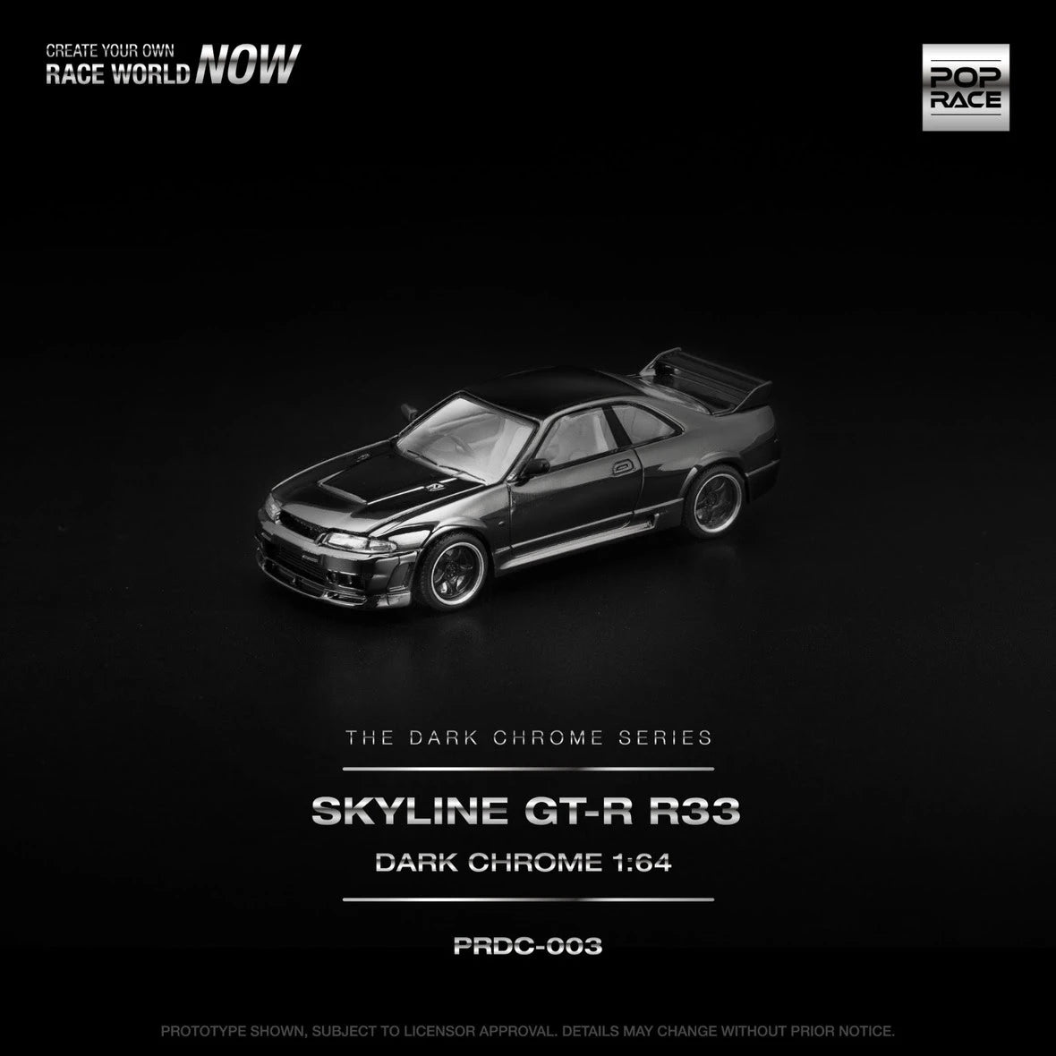 POPRACE 1:64 Nissan Skyline R-33 GT-R Dark Chrome Special Edition Pop Race
